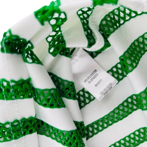 Kaktus Womens Green & White Striped Mesh Top With Flutter Sleeves Size XL - Picture 5 of 7